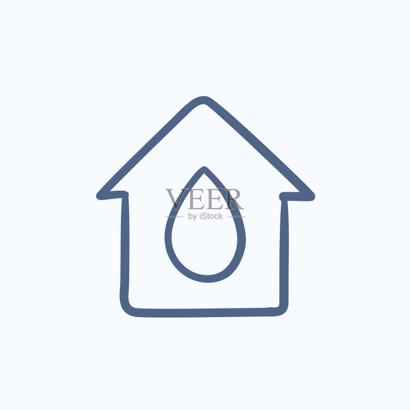 水滴房屋素描图标图标素材