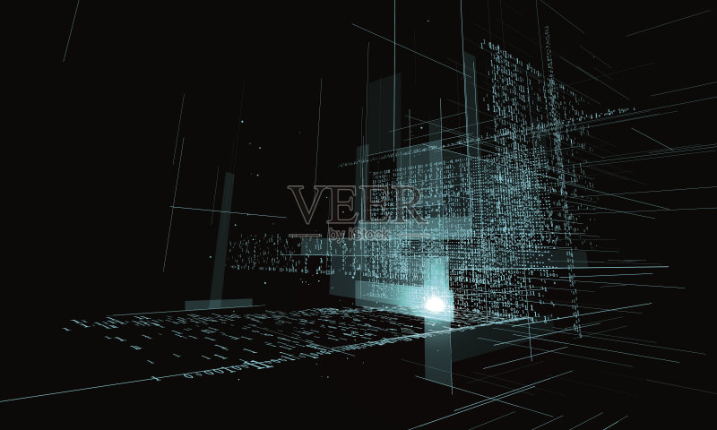 一种由二进制数组成的高层图形设计。正版插画素材