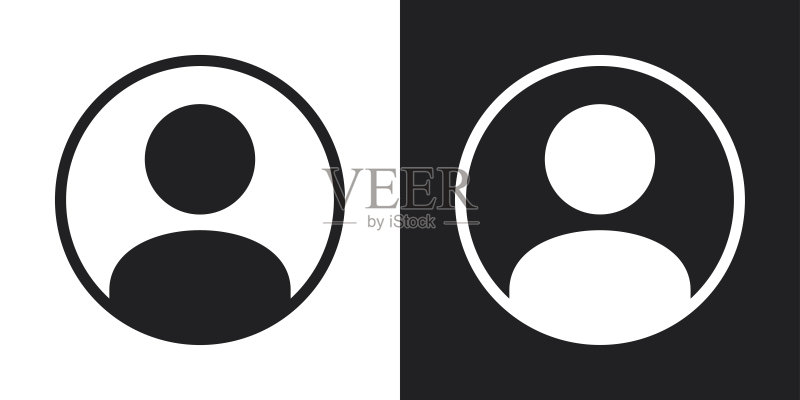 用户图标矢量素材。黑色和白色背景上的双色版本图标素材