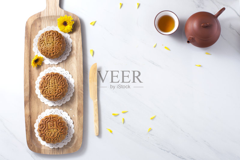 中秋节的食品和饮料。正版图片素材