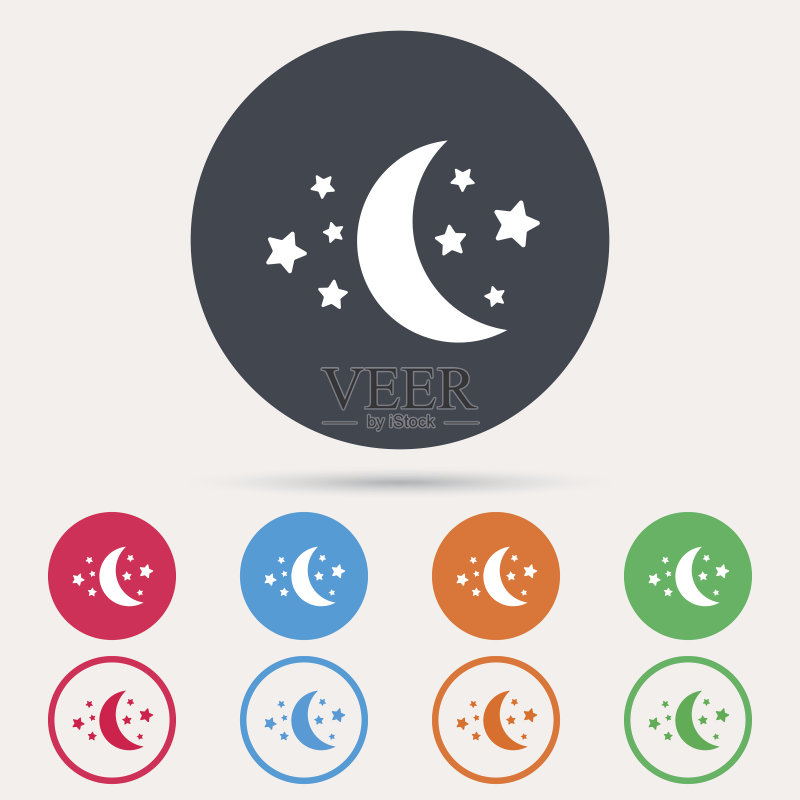 月亮和星星图标,夜间睡眠标志图标素材