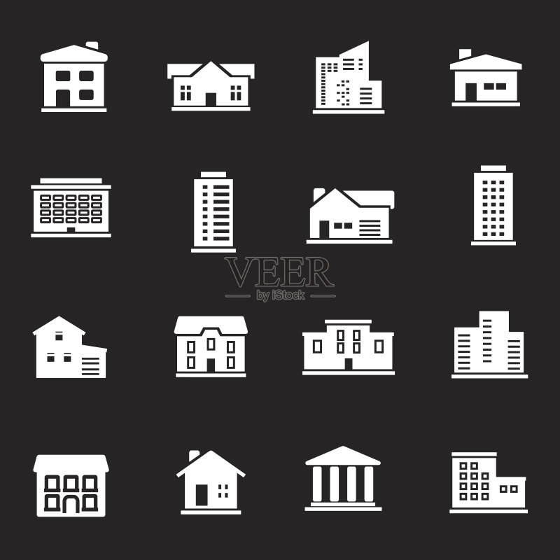白色建筑图标矢量图图标素材