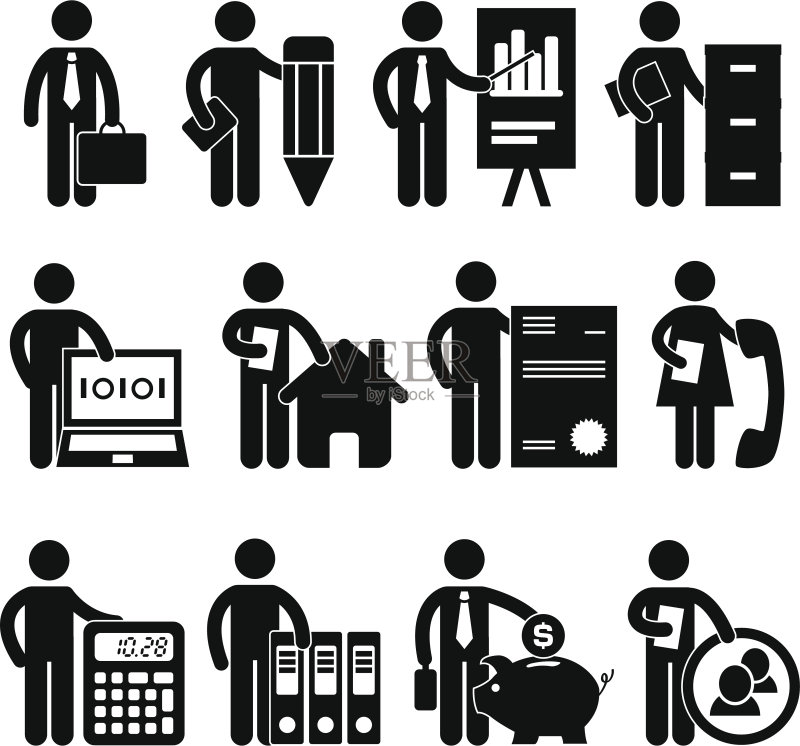员工办公室工作象形图图标素材