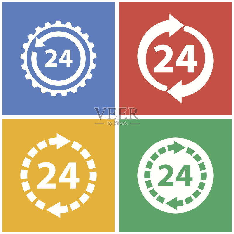 24小时服务图标集图标素材