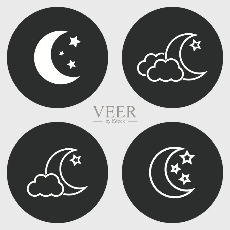 月亮星星图标集图标素材