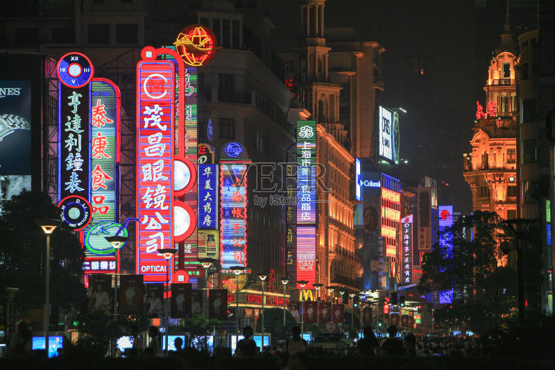 南京街,中国上海的购物中心正版图片素材