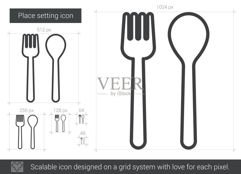 餐具摆放线性图标图标素材