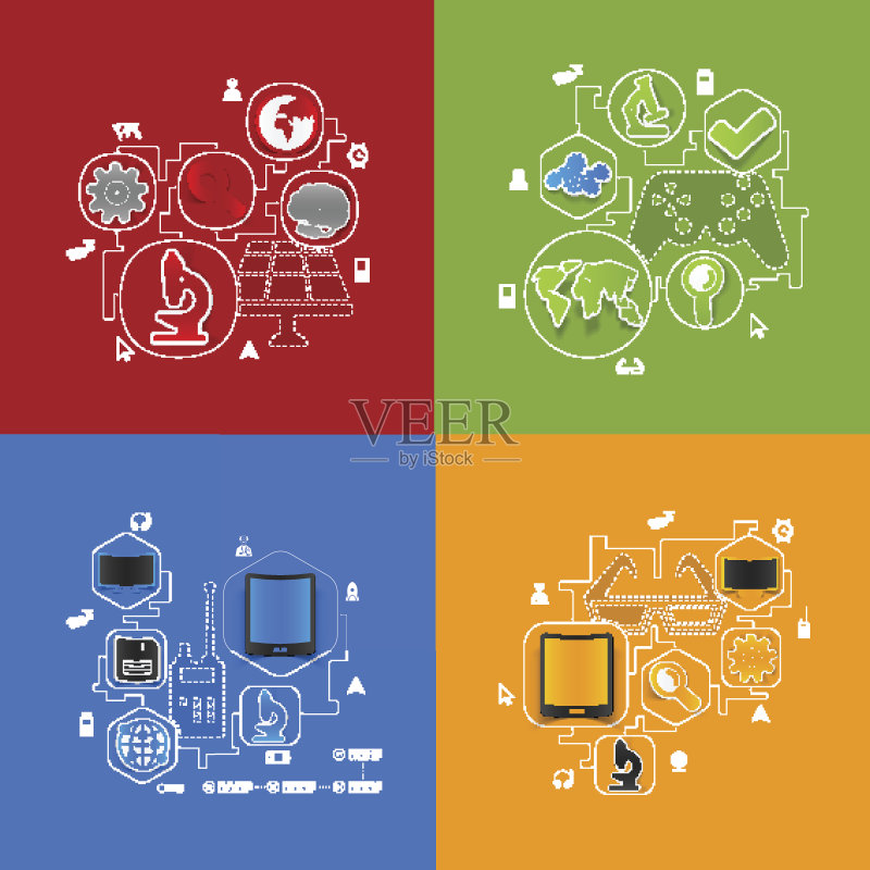 科技贴纸信息图图标素材