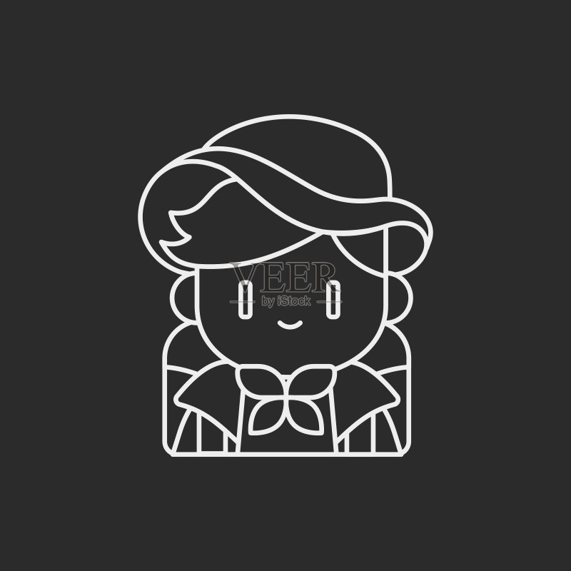 露营女孩线性图标图标素材