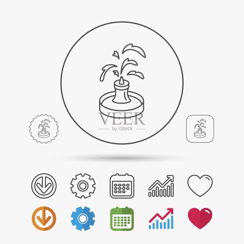 喷泉图标,公园里的水景标志图标素材