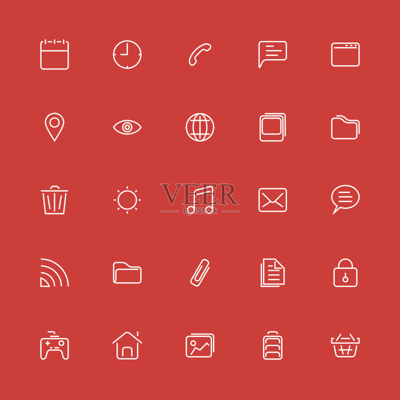 细线条icon合集。矢量UI、网页、App素材图标素材