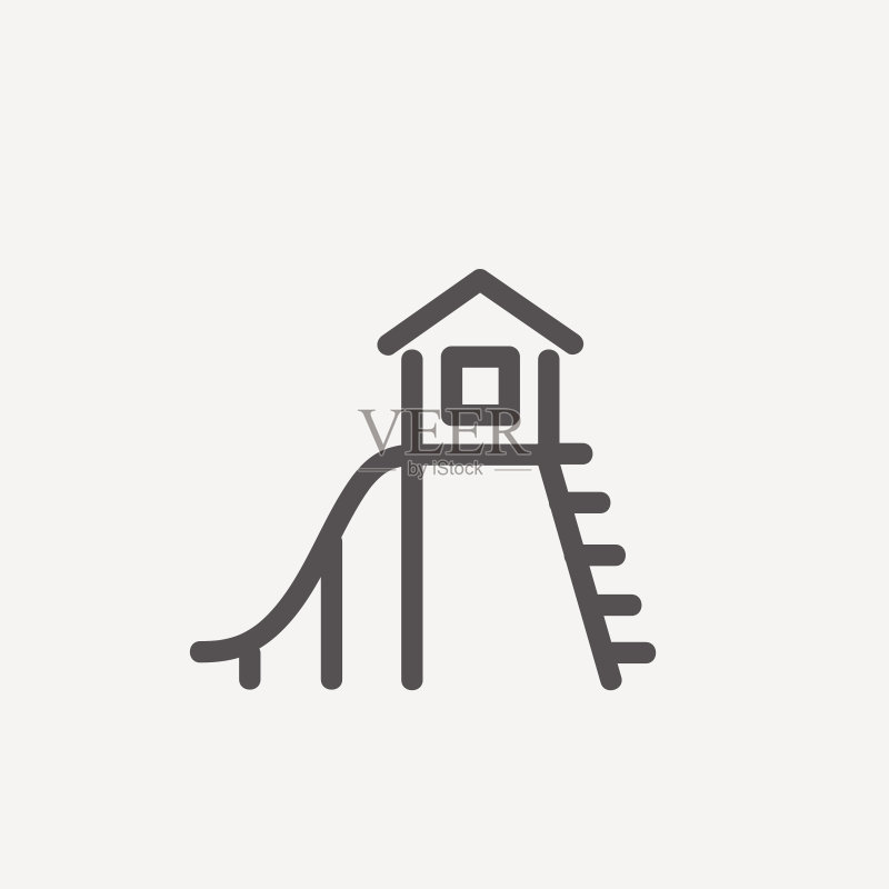 带滑梯儿童游戏室细线图标图标素材