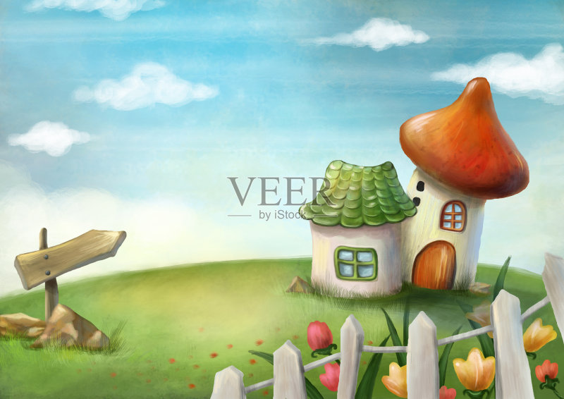 仙境乡村正版插画素材