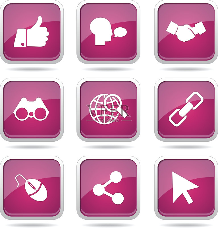 社交网络方形矢量粉色图标设计集图标素材