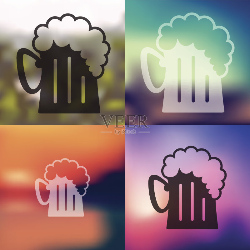 模糊背景上的啤酒图标图标素材