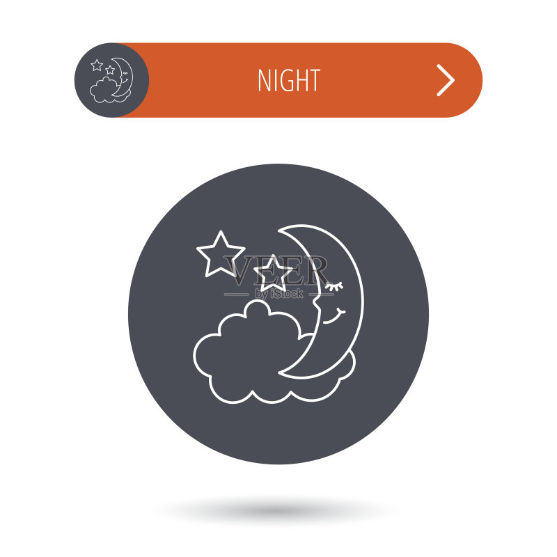 夜晚睡眠图标:月亮和星星图标素材
