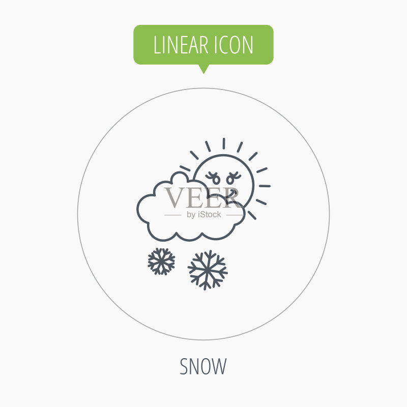 太阳雪图标,雪花和云朵标志图标素材