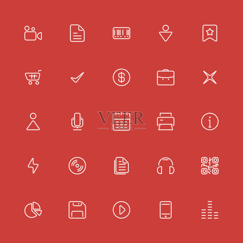 细线条icon合集。矢量UI、网页、App素材图标素材