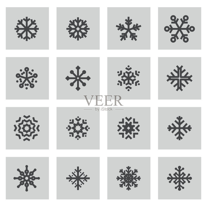 矢量雪花图标集图标素材