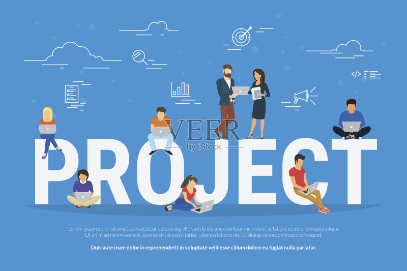 项目概念说明业务人员作为团队一起工作正版插画素材