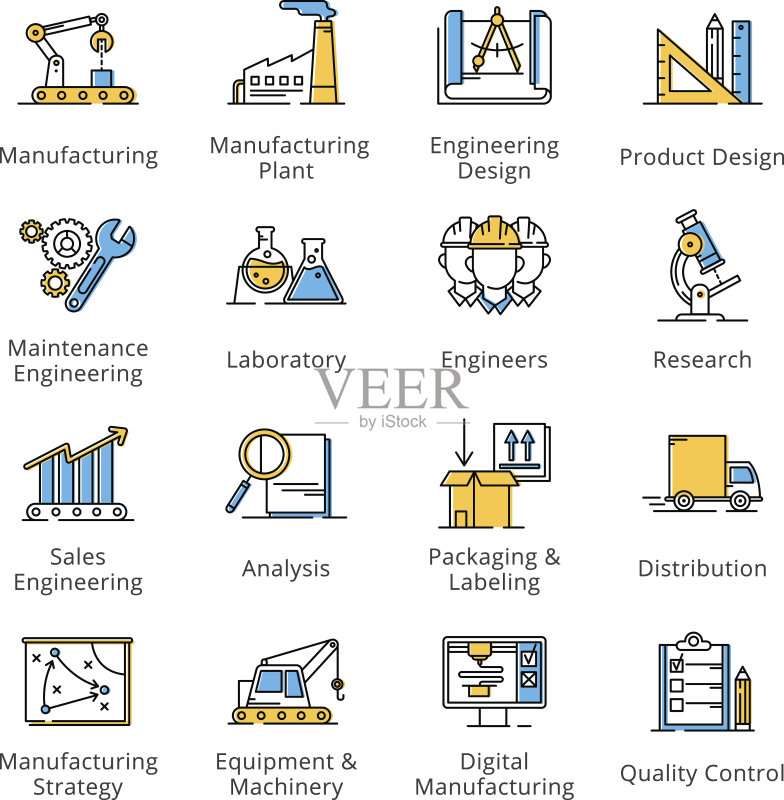 制造工程图标-轮廓系列正版元素素材