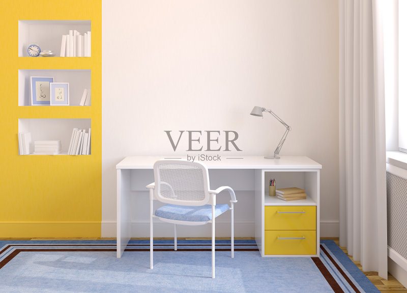 家庭办公室内部。正版图片素材