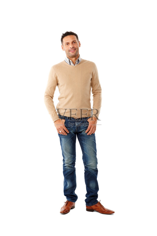 时髦的年轻人站在白色的背景上正版图片素材