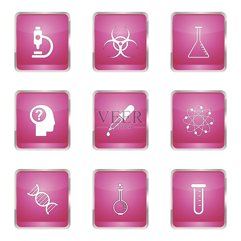 科学仪器方形矢量粉色图标设计集图标素材