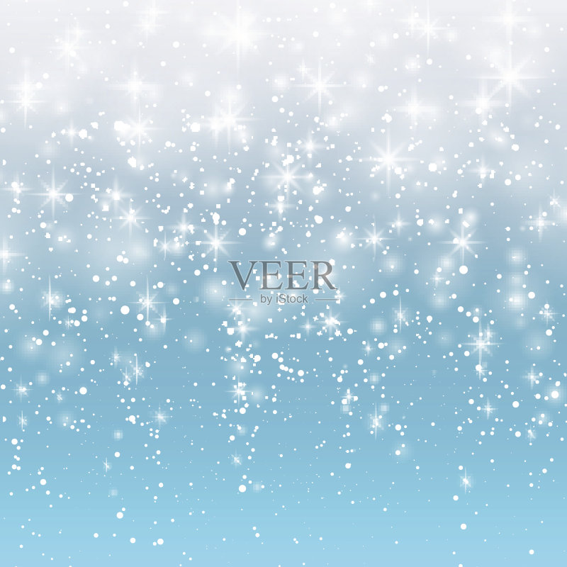 雪花落在蓝色的背景上。矢量插图10 EPS。抽象的白色闪光雪花背景。神奇的平安夜降雪。正版插画素材