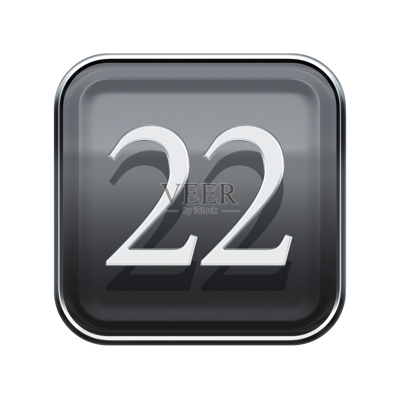 灰色光面22图标,白色背景分离图标素材