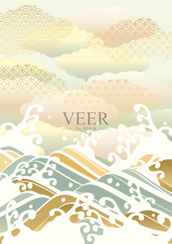 日本海的图案正版插画素材