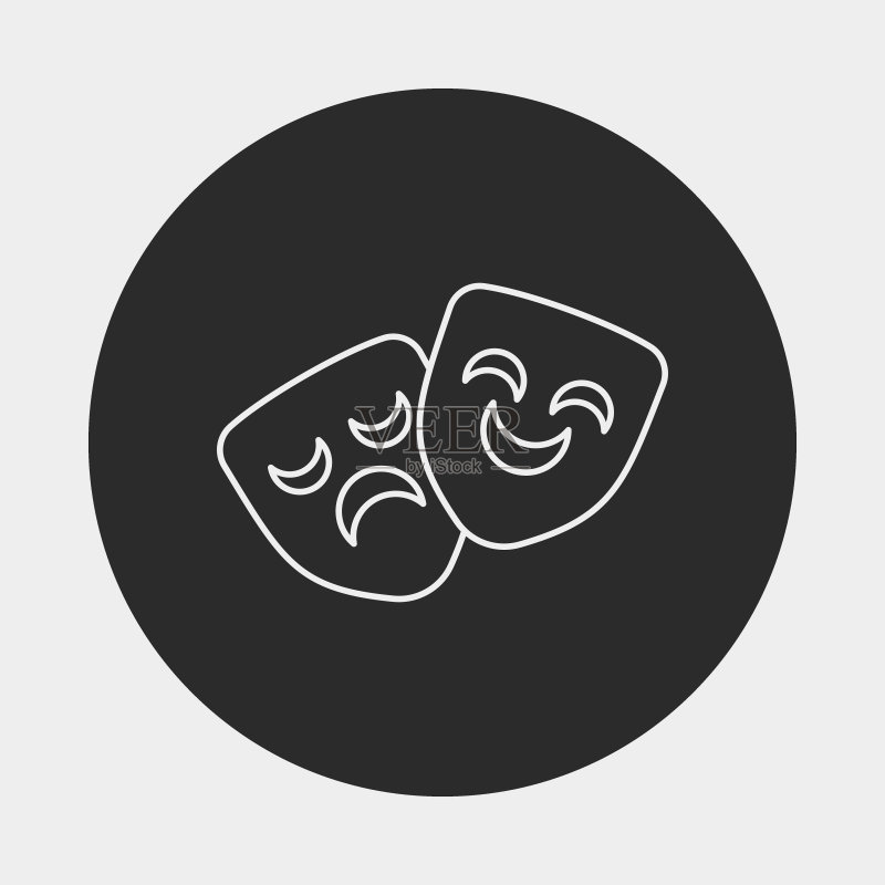 歌剧面具线条图标图标素材
