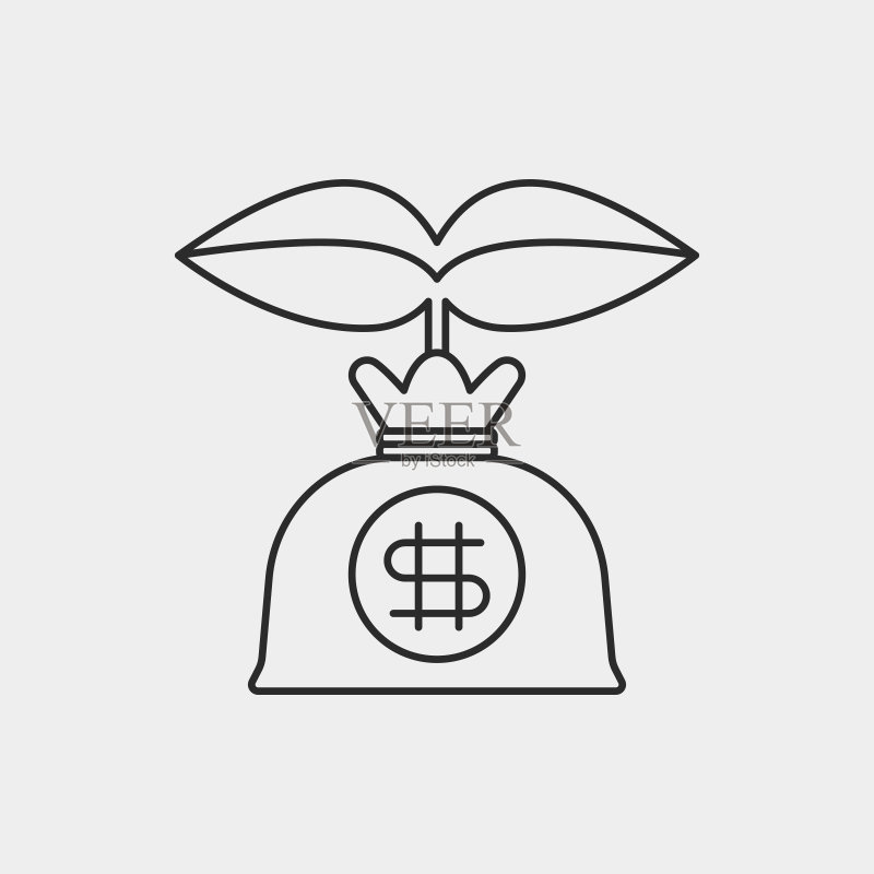 金融钱袋线性图标图标素材
