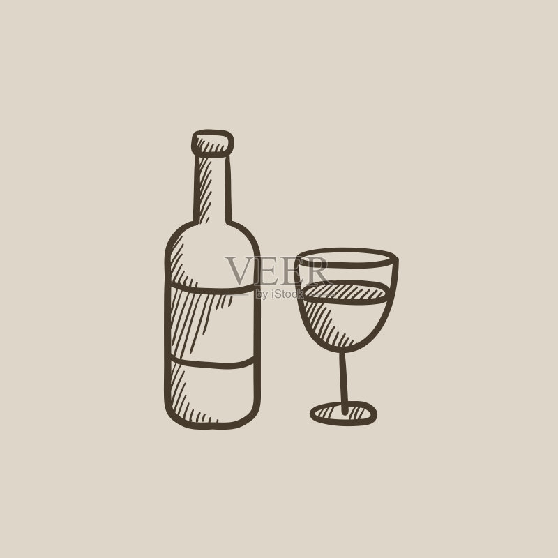 葡萄酒瓶素描图标图标素材