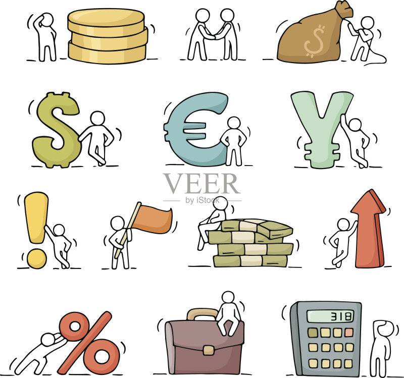 素描小人金融图标集图标素材