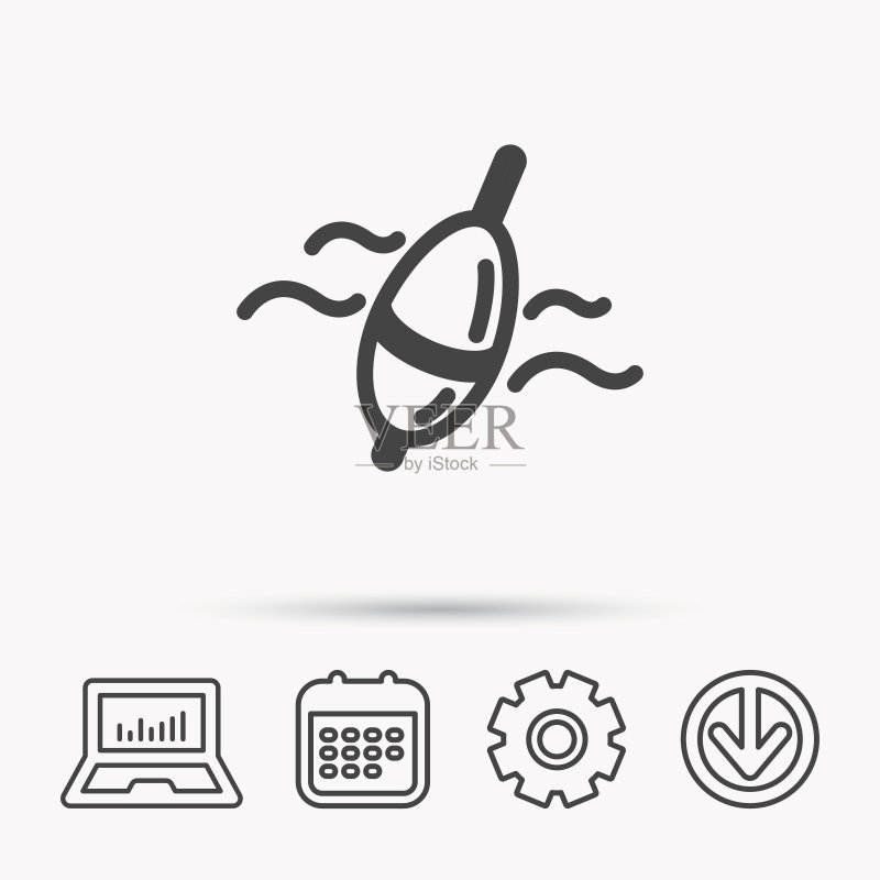 鱼漂图标,波浪中的浮标标志图标素材