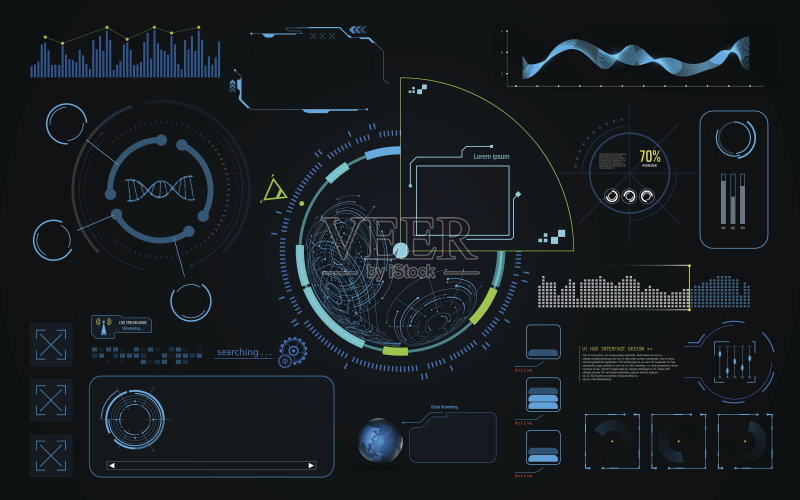 Hud UI屏幕仪表板模板高科技科幻概念正版插画素材