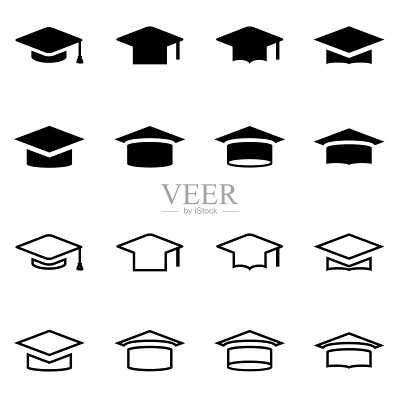 黑色学士帽图标矢量素材图标素材