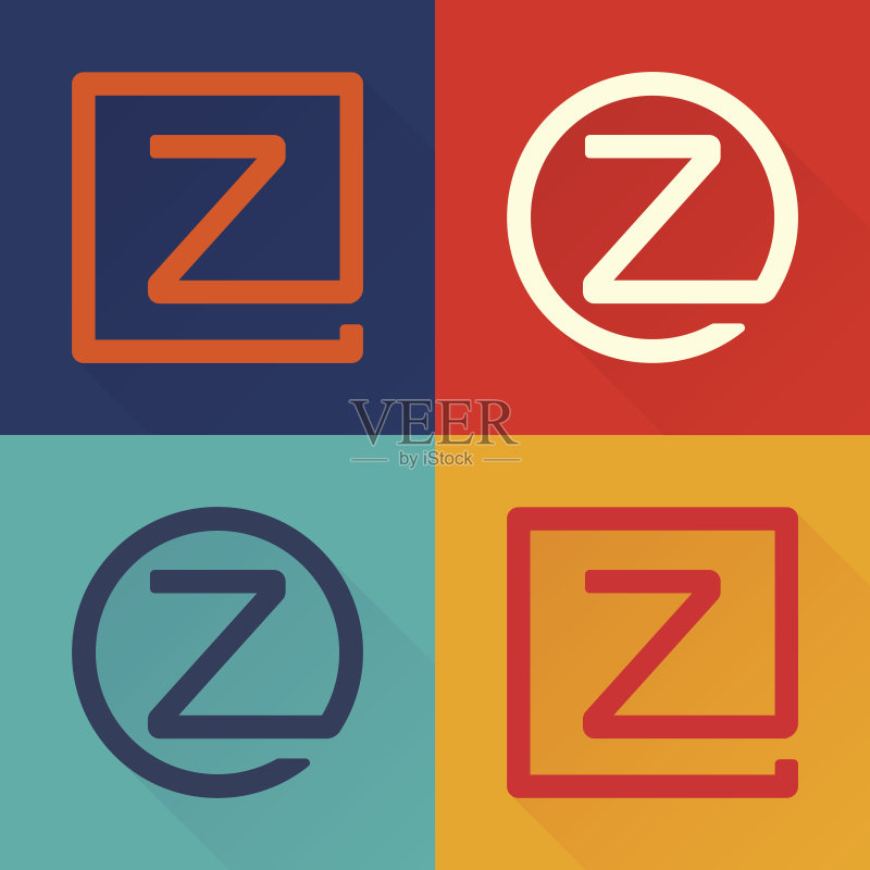 圆形和方形Z字母扁平图标图标素材