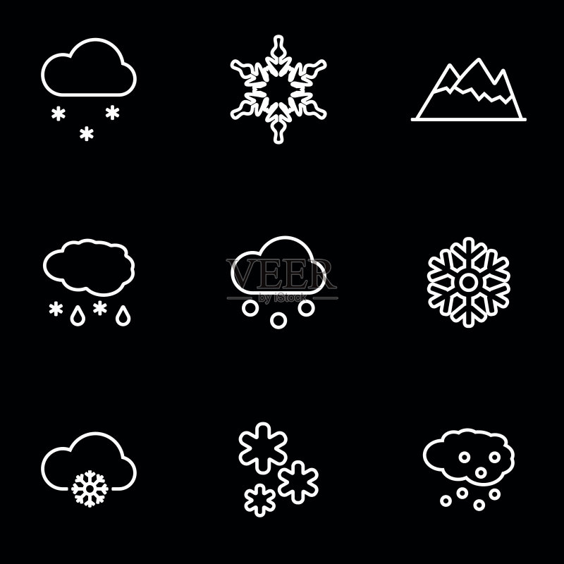 雪花线性图标合集图标素材