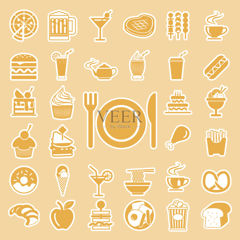 菜单食品和饮料图标矢量图集图标素材