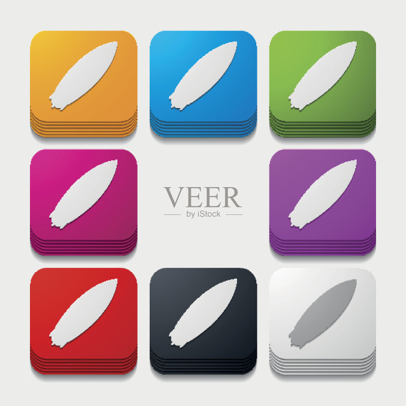 方形按钮:冲浪图标素材