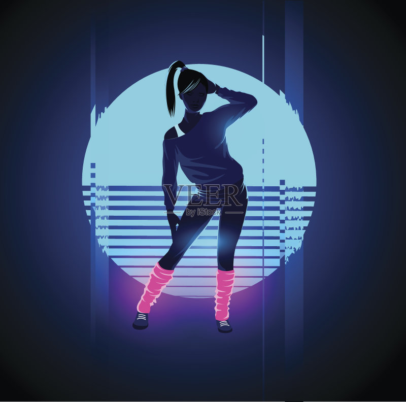 复古1980年的Glitch舞者正版插画素材