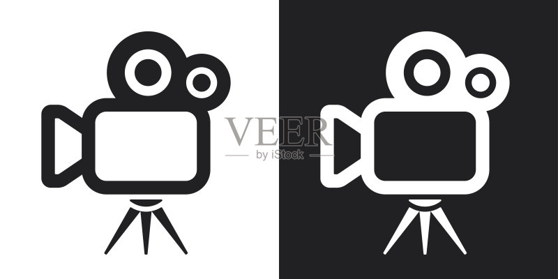 双色电影摄影机矢量图标图标素材