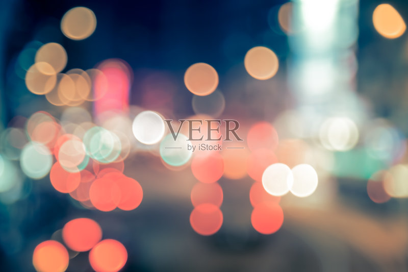 香港夜街散景背景正版图片素材