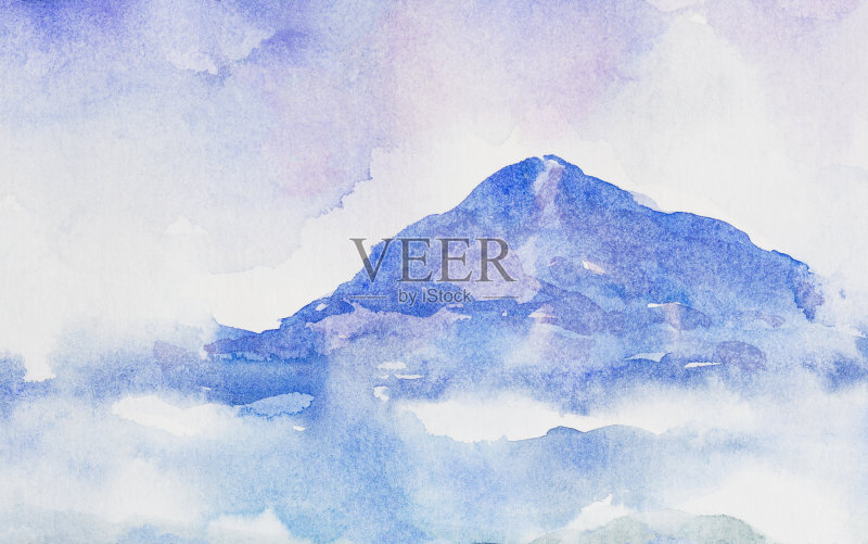 山水画在纸上正版插画素材