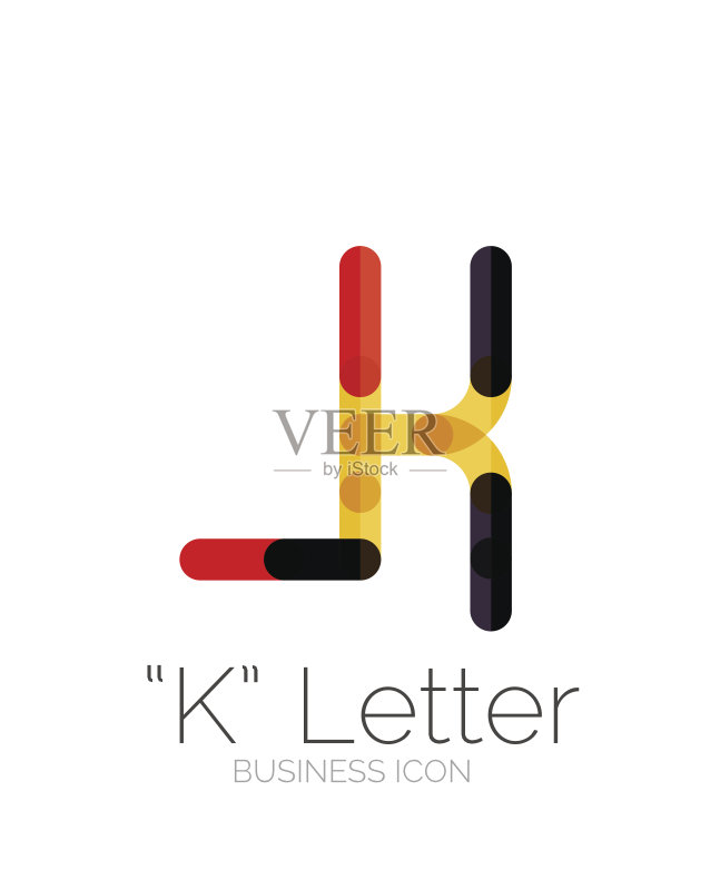 K字母图标,极简线条设计图标素材