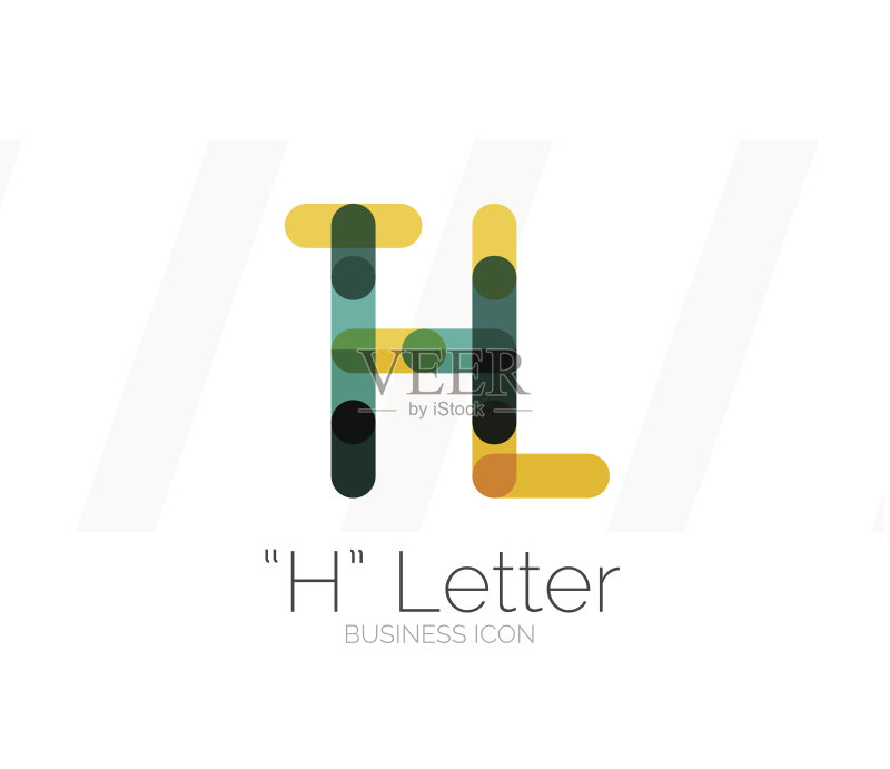 H字母图标,简约线条设计图标素材