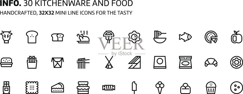 厨具,食物迷你线条,插画,图标图标素材
