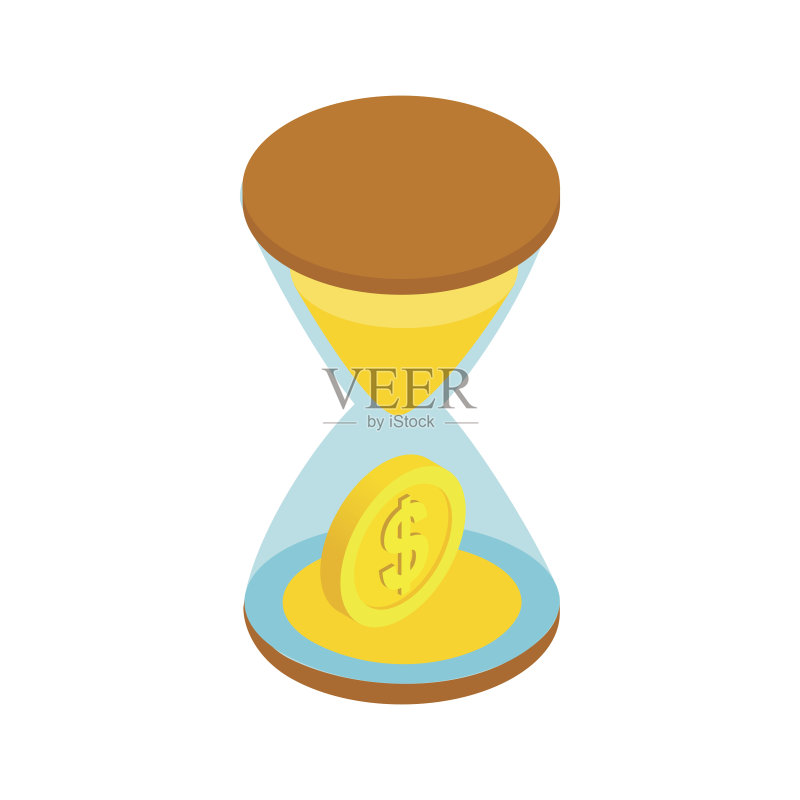 带有金粉和硬币的沙漏图标图标素材